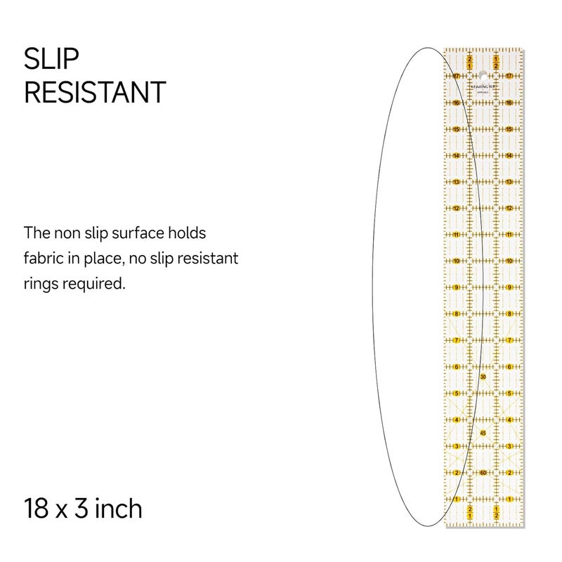 KEARING Quilting Ruler, Non-Slip Acrylic Sewing Ruler for Cutting Fabric, Clear Mini Quilting Ruler Set, 1/2" x 4" and 3" x 18" - Image 2